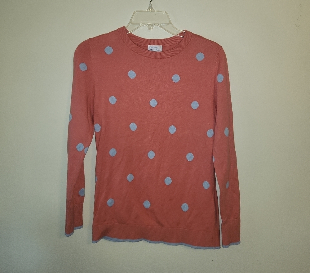 Market & Spruce Red and Blue Polka Dot Sweatshirt